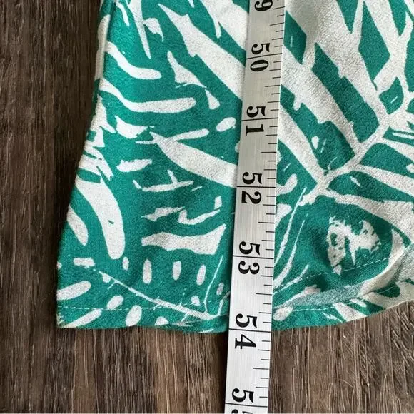 MINKPINK Collins Asymmetrical Hem Midi Dress in Green Palm Print Size Medium - Picture 11 of 11